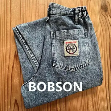 [레어] BOBSON 케미컬 워시 테이퍼드 데님 80s