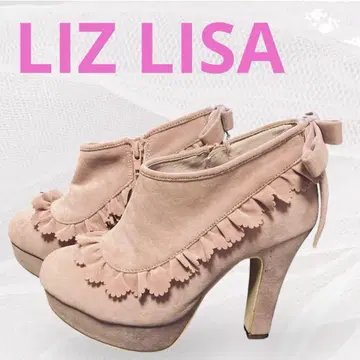 LIZ LISA 리즈리사 부츠 부티 핑크 스웨이드 프릴 리본