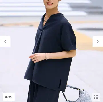 23구 스트레치 조젯 밴드 카라 티셔츠
