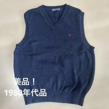플라잉 스코츠맨 네이비 V넥 베스트 빈티지 80's
