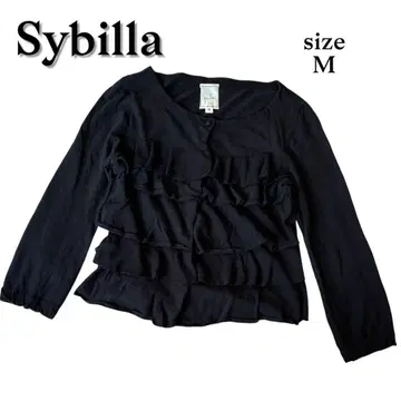 Sybilla 시빌라 프릴 가디건 린넨 혼방 상의 블랙 M