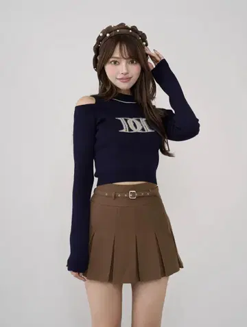 Darich 레이어드 라이크 로고 니트탑 네이비