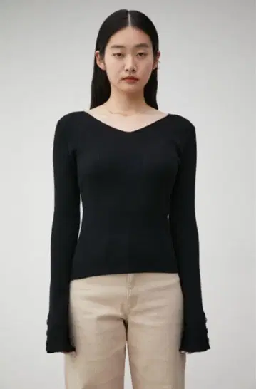AZULby moussy 리브 니트 얇은 소재 상의