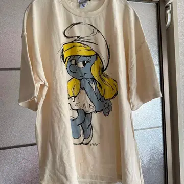 ZARA The Smurfs T셔츠 L 사이즈 크림색