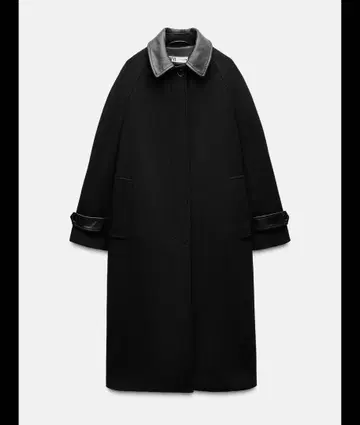 ZARA ZW COLLECTION MANTECO 울 혼방 코트 블랙