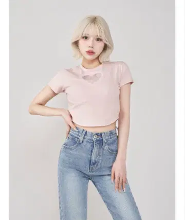 Darich 하트 레이스 컴팩트 T셔츠