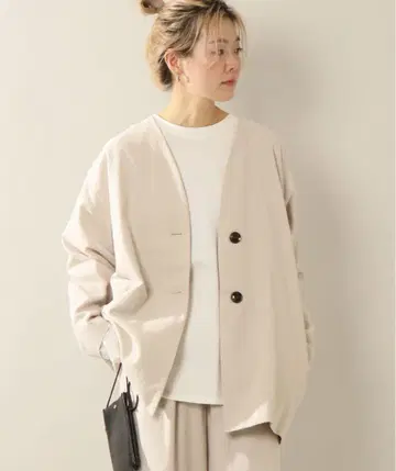 린넨라이크 노카라 자켓