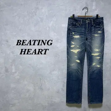 BEATING HEART 데님 팬츠 데미지 가공 블루 S 4569
