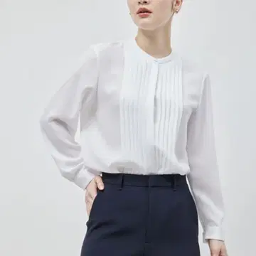 ROPE 트리아세테이트 프론트 턱 블라우스 화이트 프리 사이즈
