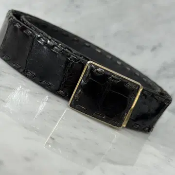 90s 이탈리아제 벨트 천연 가죽 가죽 블랙 블랙 스티치 가죽 버클