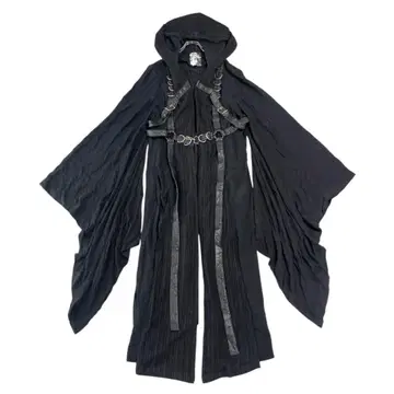 PUNK RAVE 가죽 하네스 후리소데 기모노 기믹 로브 롱 코트