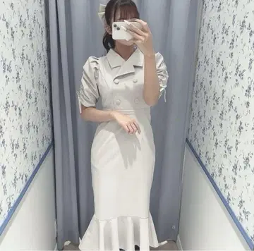 evelyn 오픈 카라 머메이드 원피스
