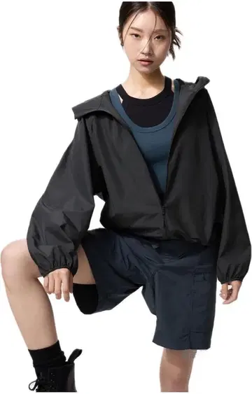 UNIQLO 포켓터블 UV 컷 후드티 블랙 XL 새상품급
