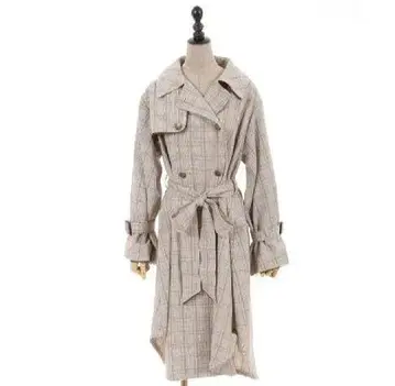 axesfemme POETIQUE 체크 롱 트렌치코트 브라운