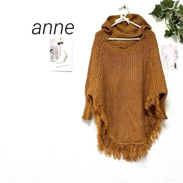 7891-1 anne 후드 부착 니트 판초 무지 루즈핏