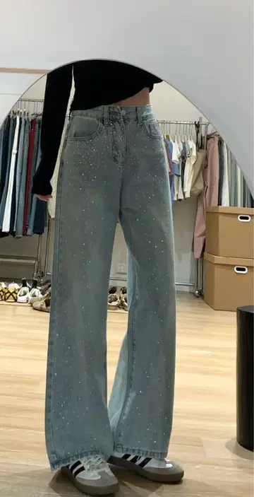큐빅 장식 데님 팬츠 XL 사이즈 / 초반짝 개성파에게