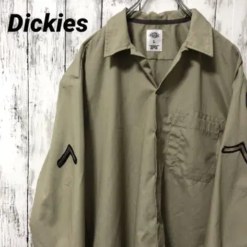 C2463 Dickies 디키즈 긴팔 셔츠 베이지 와펜 자수