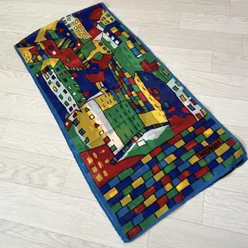미쏘니 MISSONI 올 패턴 롱 스톨 스카프 실크 블록 조