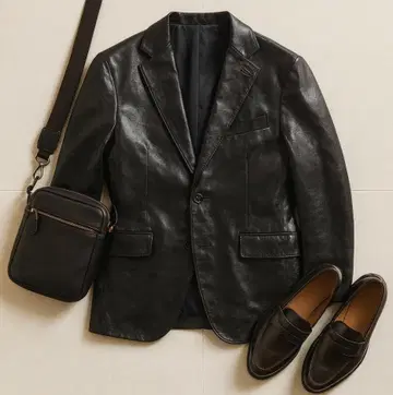 J1199@ BARNEYS NEW YORK 양가죽 가죽 재킷 남성용 M
