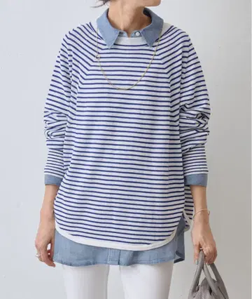 [ 24SS 새상품급 ] BEARDSLEY 마 혼방 서클 돌먼 니트 보더