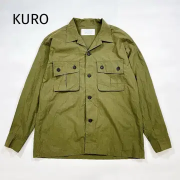 KURO 크로 밀리터리 워크 셔츠 오픈 카라 사이즈 1 S 올리브