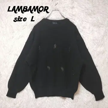 LAMBAMOR 남성용 니트 스웨터 블랙 L