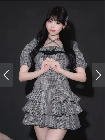 pium 티어드 프릴 미니 원피스 깅엄 체크