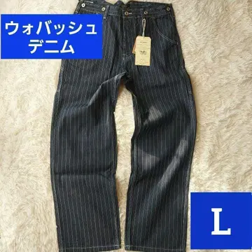 [ 수량 한정 ] L 워바쉬 데님 아메카지 스트라이프 와이드 빈티지