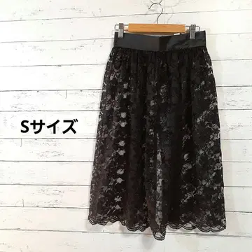블랙 레이스 플레어 스커트 S 사이즈 비침 새상품급 NO.38