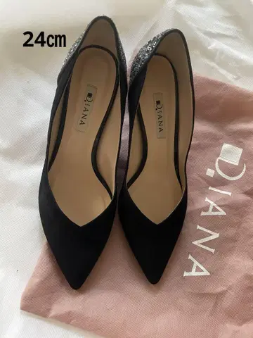 DIANA 블랙 글리터 펌프스 24cm