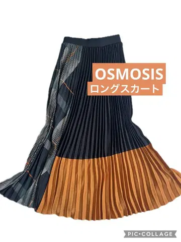 OSMOSIS 오즈모시스* 절개 체크 플리츠 스커트