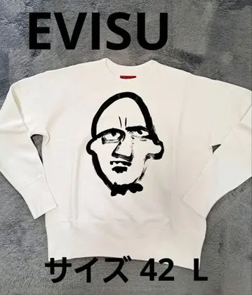 [ EVISU ] 에비수 화이트 맨투맨 트레이닝복 사이즈 42 L 사이즈