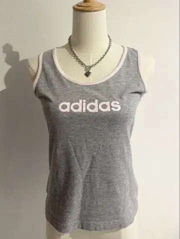 Y2K adidas 그레이 핑크 탱크탑 슬리브리스 M