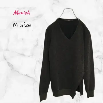 Munich 스웨터 비대칭 밑단 V넥 M 블랙 레이스