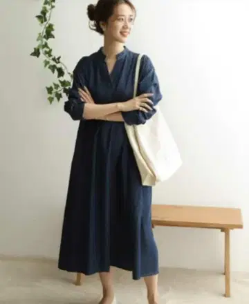 어반 리서치 도어스 리오셀 데님 스탠드 카라 원피스