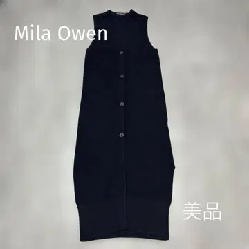 미라 오웬 하찌 롱 니트 베스트 네이비
