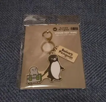 Suica 펭귄 2단 우드 키링 가탄고통
