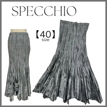 SPECCHIO 스페치오 플리츠 롱 스커트 신축성 실버 40