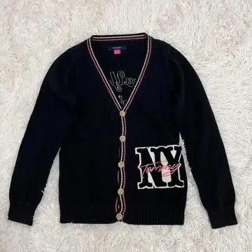 TOMMY 타미힐피거 긴팔 코튼 가디건 M 블랙 빅 로고 프론트 버튼