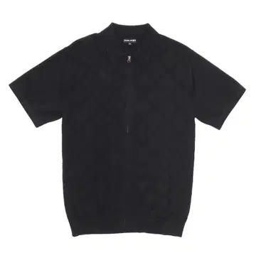PASSPORT SHIRT BRASCO SS KNIT ZIP BLACK