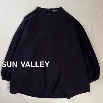 SUN VALLEY 선밸리 일본 제품 염색 면 옥스 절개 풀오버 네이비