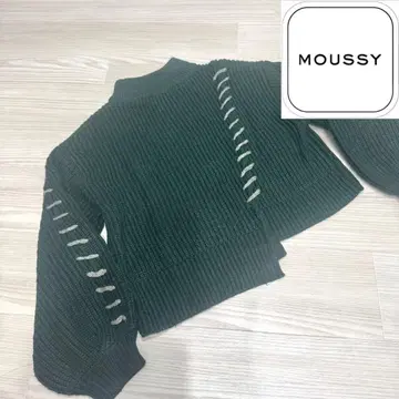 MOUSSY 다크 그린 크롭 스웨터 그린