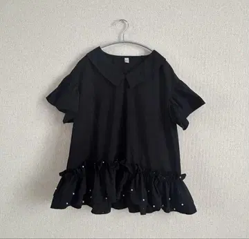 블랙 블라우스 하늘하늘 펄 여성스러운