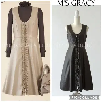 M'S GRACY*WEB 게재*인조 가죽 프릴 오버롤 스커트