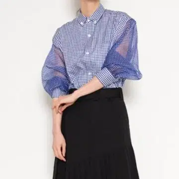 HYKE CHECKED SHEER SLEEVE SHIRT 사이즈 1