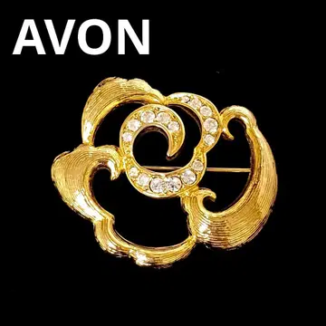 AVON 에이본 브로치 vintage 장미 골드 꽃 빈티지