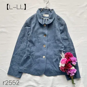 숏 자켓 스프링 코트 둥근 카라 린넨100% 일본제 [ L-LL ]