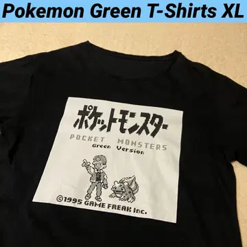 Y2K 게임 포켓몬 그린 T셔츠 포켓몬 센터 한정판 블랙 XL