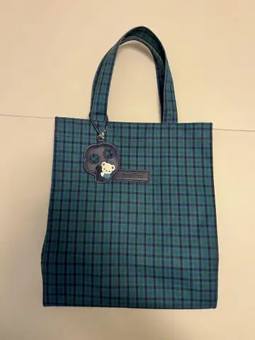 familiar 블루 계열 체크 토트백(대)
