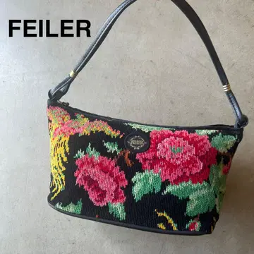 FEILER 페이 핸드백 블랙 꽃무늬 플라워